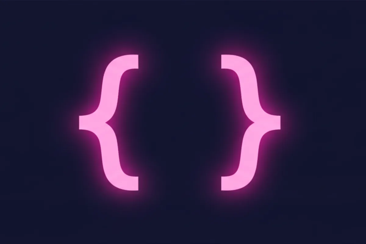 Cover illustration for the dev.to write-up on scraping Instagram without login: glowing curly braces on a dark background.